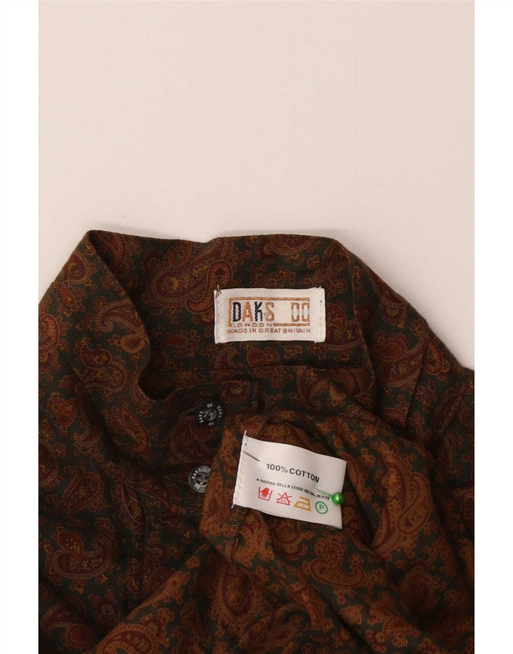 DAKS Womens Shirt UK 12 Medium Brown Paisley Cotton