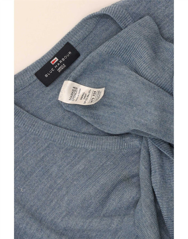 Marks & Spencer Mens Blue Harbour V-Neck Jumper Sweater Small Flecked