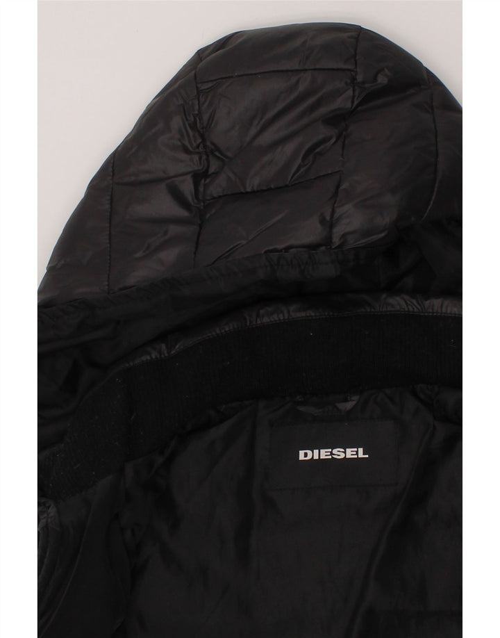 DIESEL Boys Hooded Padded Jacket 3-4 Years Black Vintage Diesel and Second-Hand Diesel from Messina Hembry 