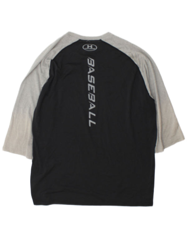 Under Armour Mens Heat Gear Graphic Top 3/4 Sleeve Large Black Colourblock