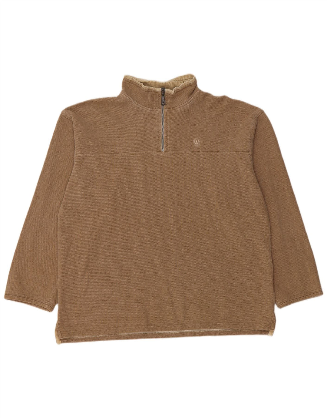 Fat Face Mens Zip Neck Sweatshirt Jumper Medium Beige Cotton