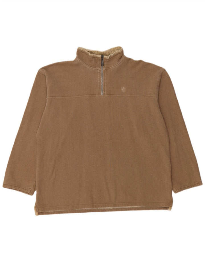 Fat Face Mens Zip Neck Sweatshirt Jumper Medium Beige Cotton