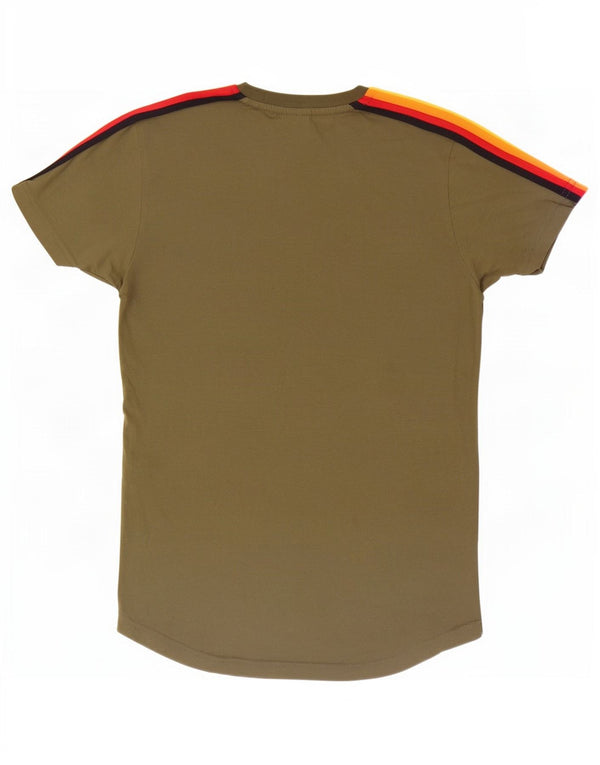 Ellesse Mens T-Shirt Top Small Khaki Colourblock Cotton