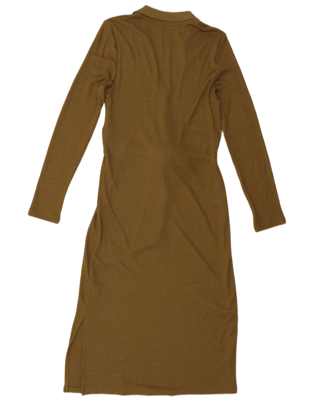 Marks & Spencer Womens Long Sleeve Jumper Dress UK 8 Small Khaki Polyester
