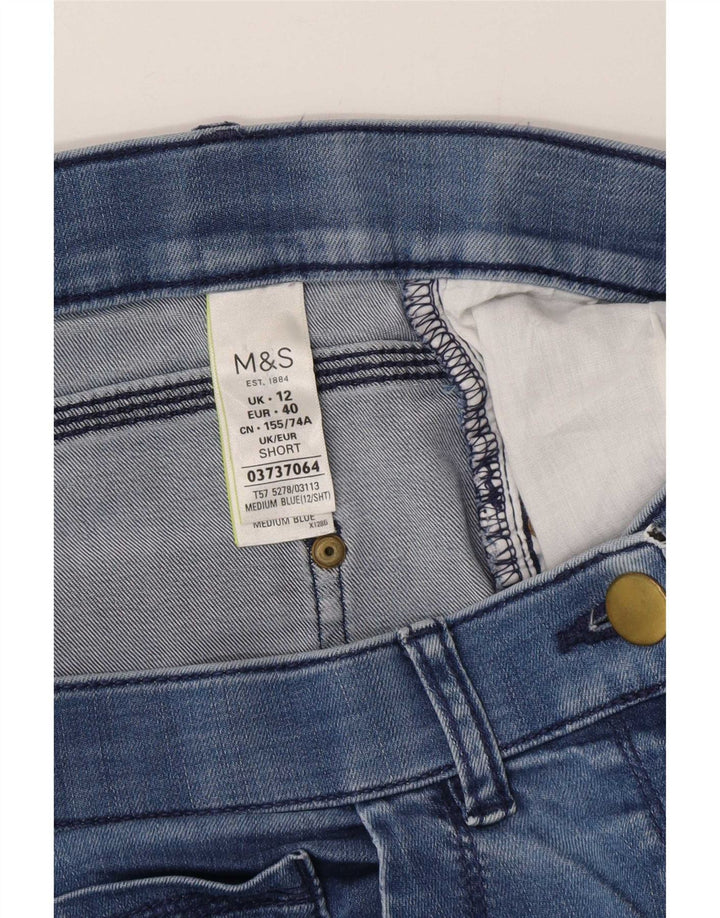 Marks & Spencer Womens Distressed Straight Jeans UK 12 Medium W28 L27 Blue