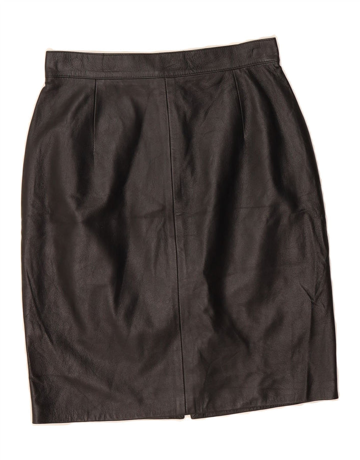 VINTAGE Womens Leather Skirt IT 42 Medium W26 Black Leather Vintage Vintage and Second-Hand Vintage from Messina Hembry 