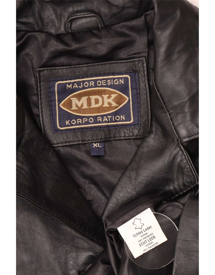 MDK Womens 6 Button Leather Blazer Jacket UK 18 XL Black