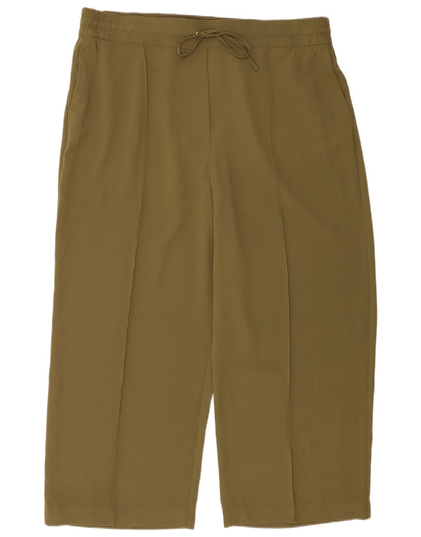 Marks & Spencer Womens Wide Leg Casual Trousers UK 24 4XL W44 L30 Khaki