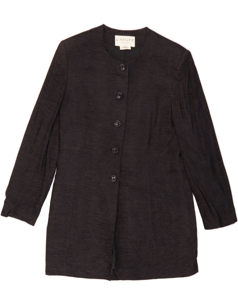 JAEGER Womens 4 Button Longline Blazer Jacket UK 14 Medium  Purple Viscose Vintage Jaeger and Second-Hand Jaeger from Messina Hembry 