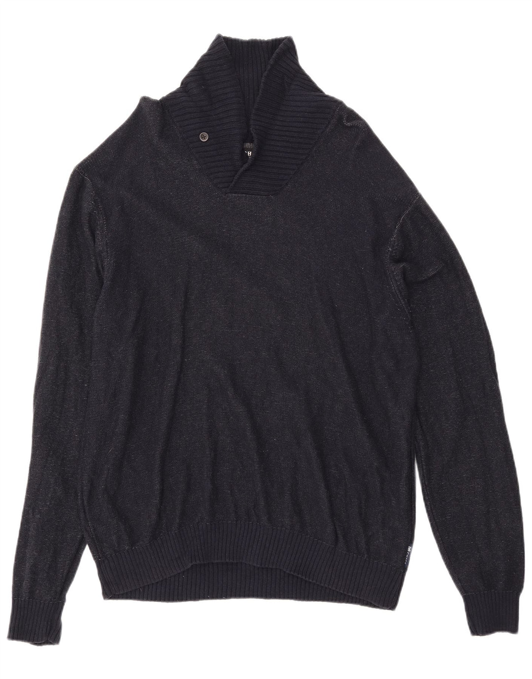 CHAPS Mens Shawl Neck Jumper Sweater XL Navy Blue Flecked