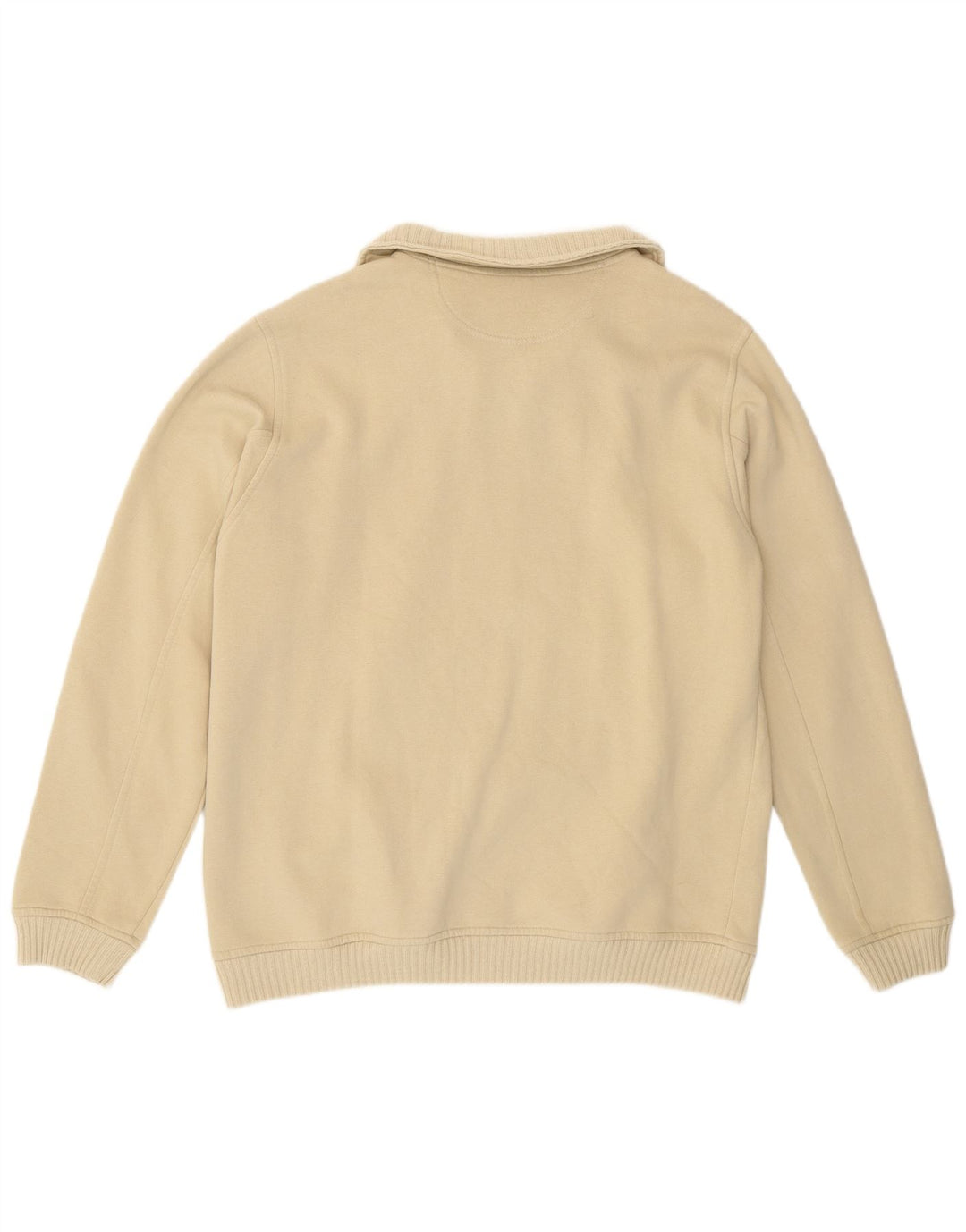 Champion Mens Zip Neck Sweatshirt Jumper Large Beige Cotton