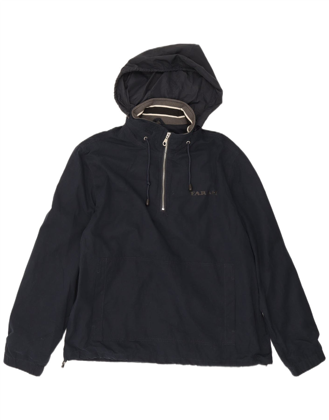 Farah Mens Hooded Anorak Jacket UK 40 Large Navy Blue Polyester