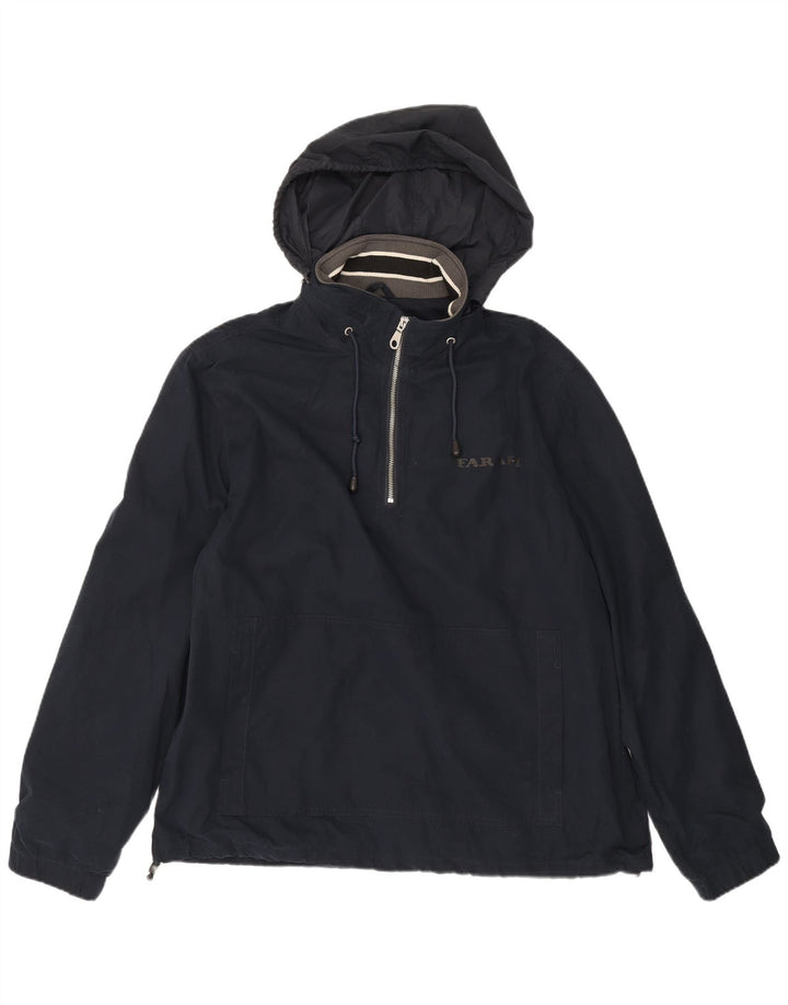 Farah Mens Hooded Anorak Jacket UK 40 Large Navy Blue Polyester