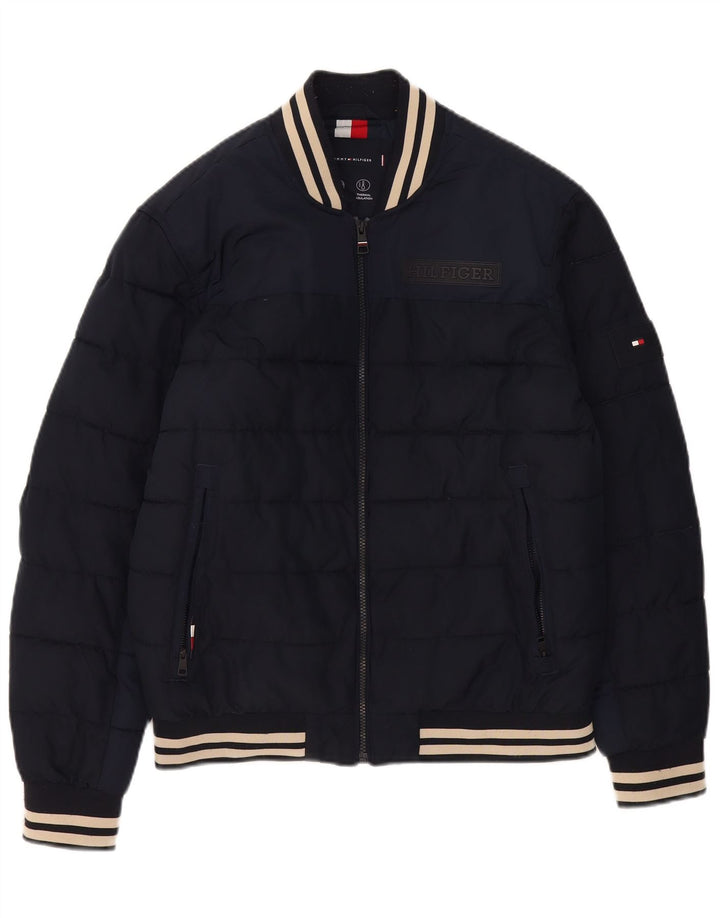 Tommy Hilfiger Mens Padded Jacket UK 38 Medium Navy Blue Polyester