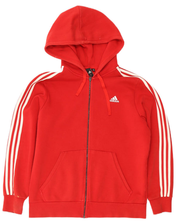 Adidas Mens Zip Hoodie Sweater XL Red Cotton