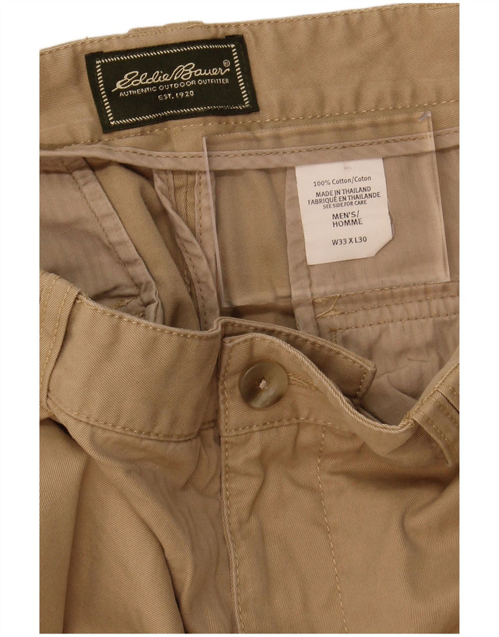 EDDIE BAUER Mens Straight Chino Trousers W33 L30 Green Cotton