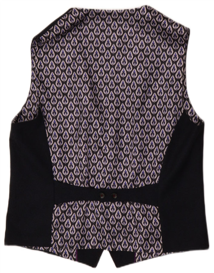 TED BAKER Mens Waistcoat Size 5 XL Navy Blue Floral Polyester