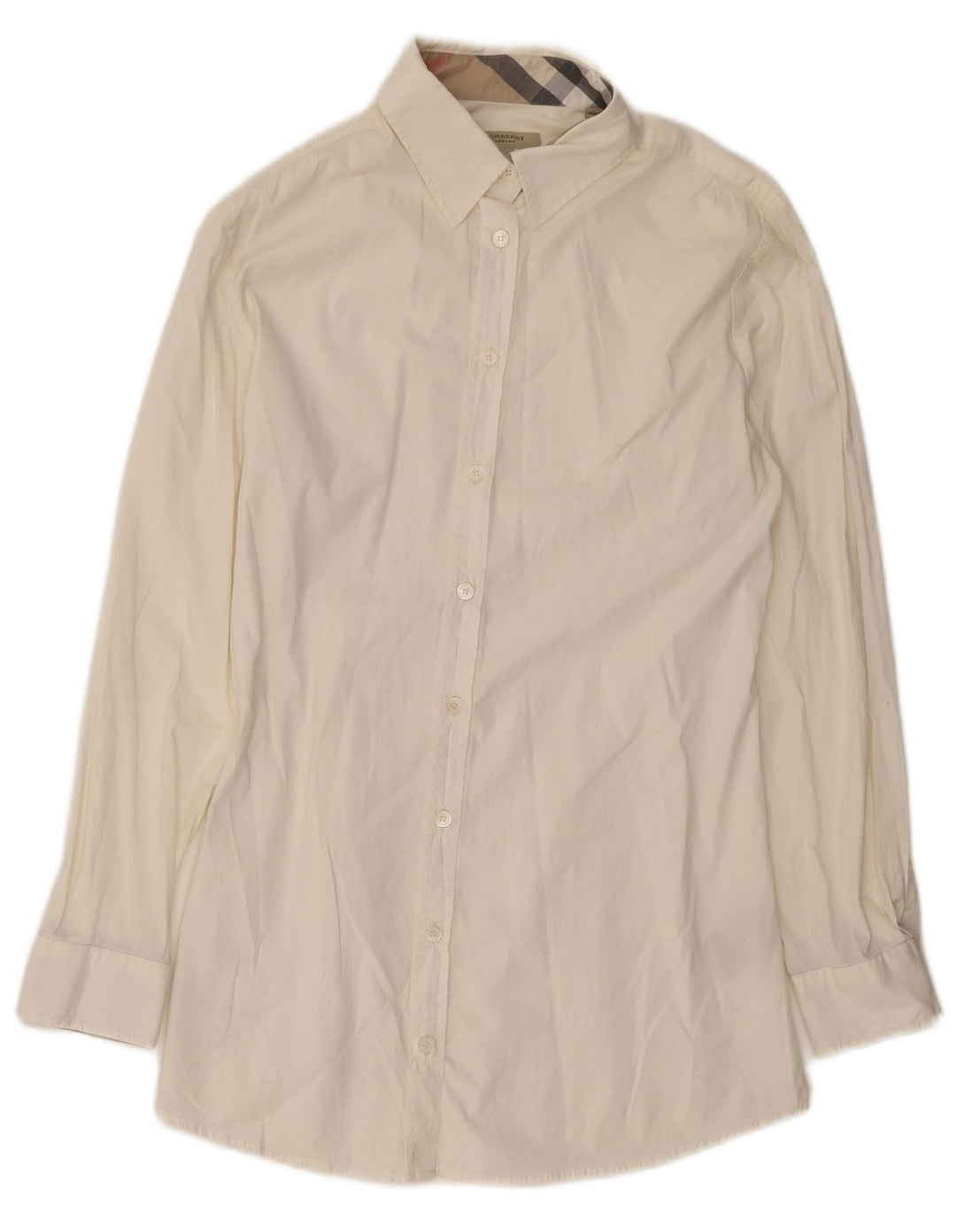 BURBERRY Womens Shirt UK 16 Large Off White Cotton