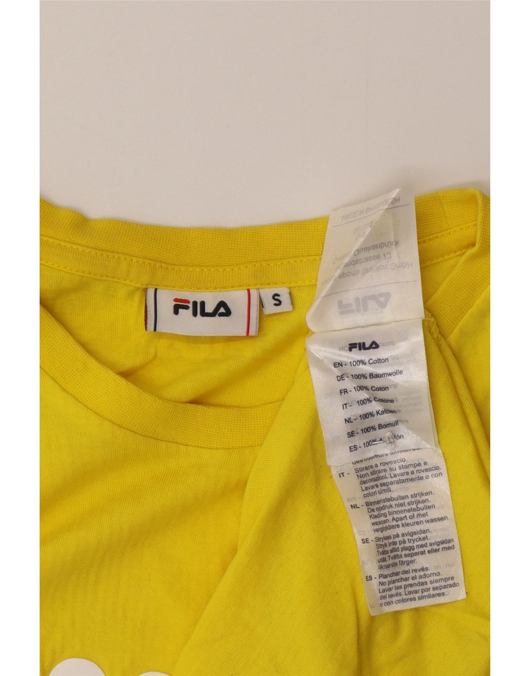 Fila Mens Graphic T-Shirt Top Small Yellow Cotton