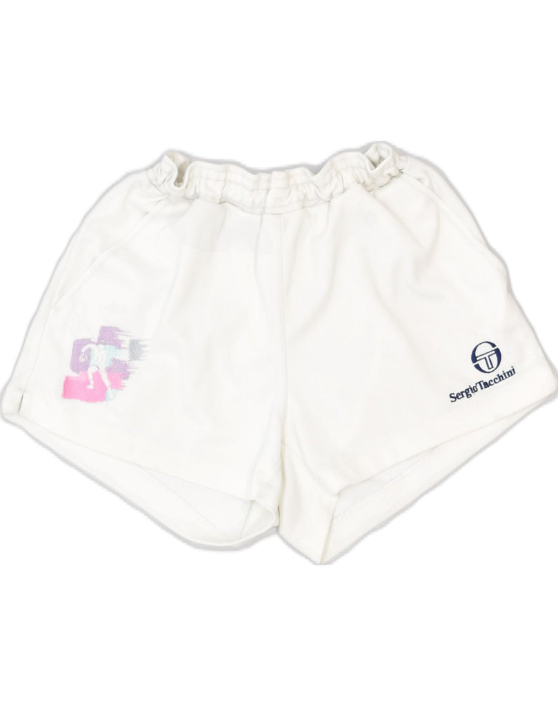 SERGIO TACCHINI Womens Sport Shorts IT 52 2XL Off White Polyester | Vintage Sergio Tacchini | Thrift | Second-Hand Sergio Tacchini | Used Clothing | Messina Hembry 