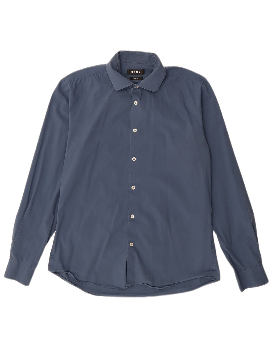 DKNY Mens Slim Fit Shirt Size 40 16 Large Blue Cotton