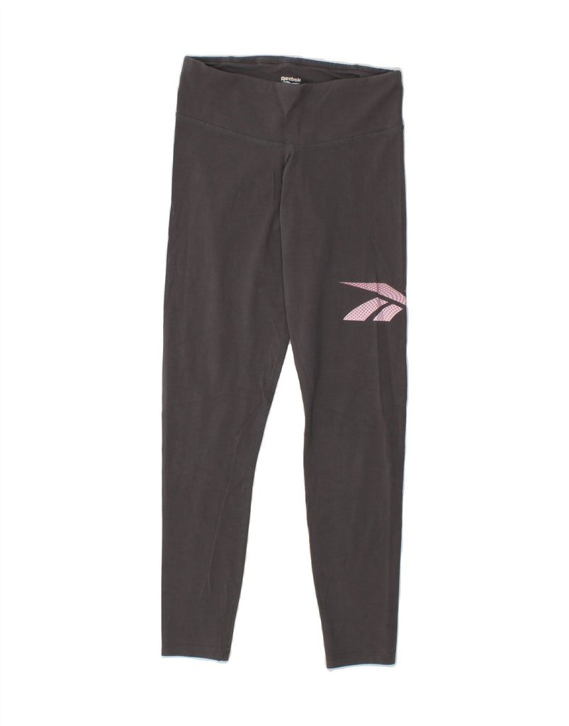 REEBOK Womens Graphic Leggings UK 8/10 Small  Grey Cotton Vintage Reebok and Second-Hand Reebok from Messina Hembry 