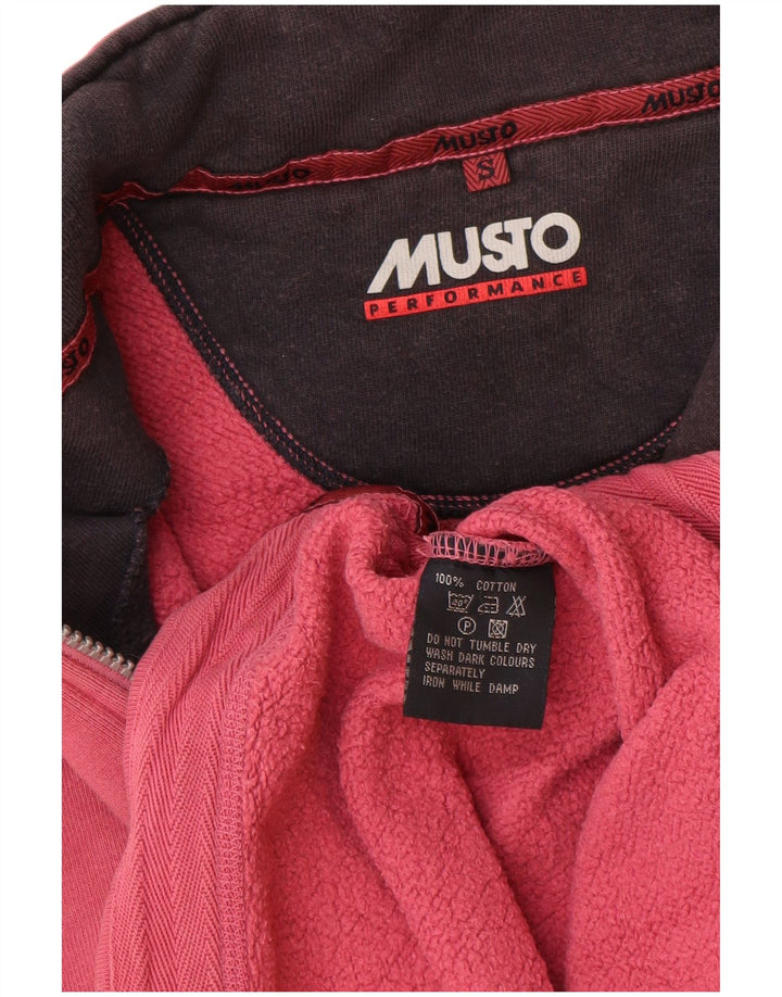 Musto Mens Performance Zip Neck Sweatshirt Jumper Small Pink Cotton
