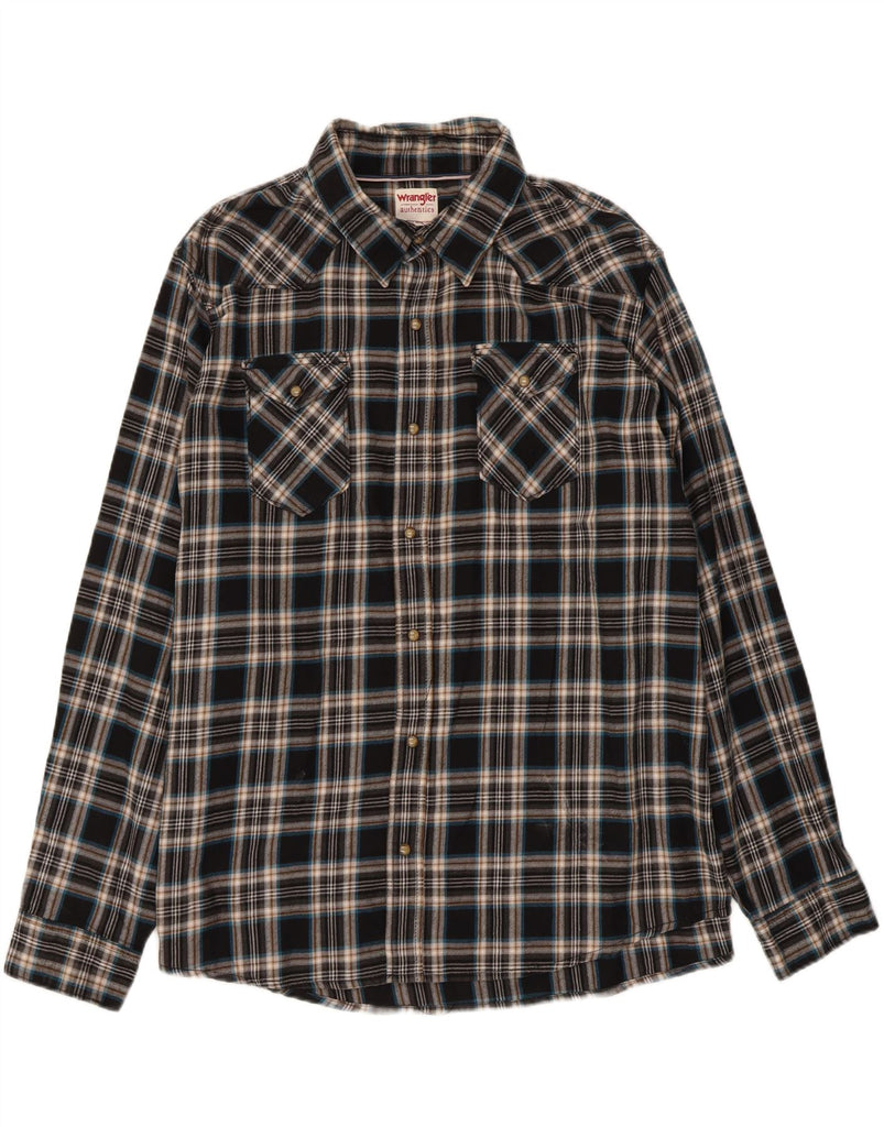 WRANGLER Mens Flannel Shirt 3XL Navy Blue Check Cotton Vintage Wrangler and Second-Hand Wrangler from Messina Hembry 