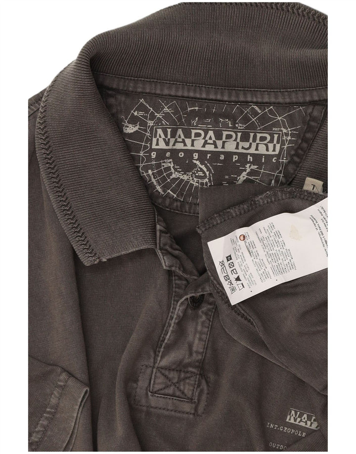 NAPAPIJRI Mens Polo Shirt Large Grey Cotton