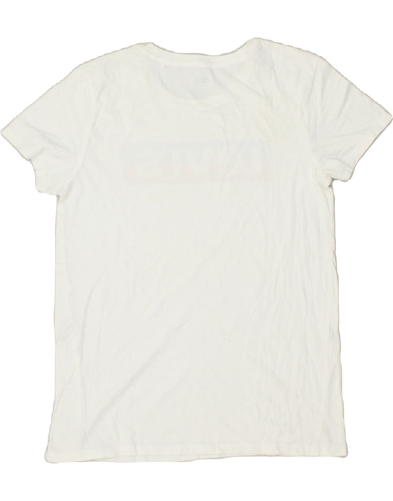 LEVI'S Womens Graphic T-Shirt Top UK 10 Small White Vintage Levi's and Second-Hand Levi's from Messina Hembry 