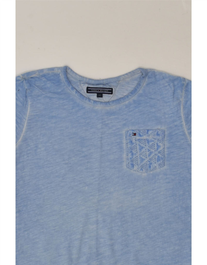 TOMMY HILFIGER Girls T-Shirt Top 9-10 Years Blue Cotton | Vintage Tommy Hilfiger | Thrift | Second-Hand Tommy Hilfiger | Used Clothing | Messina Hembry 