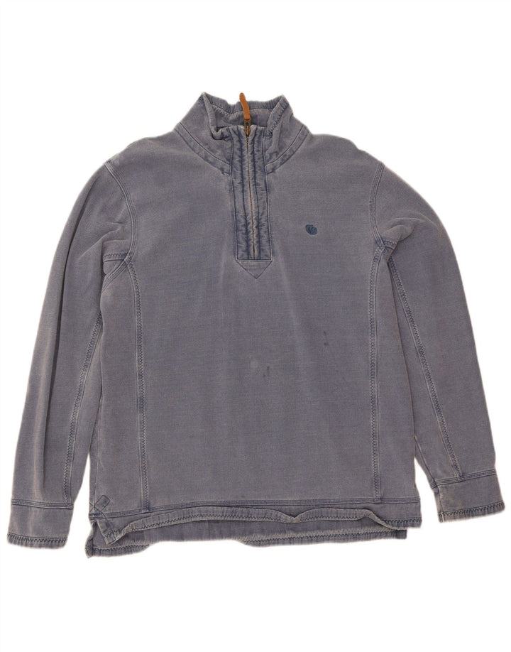 Fat Face Mens Zip Neck Sweatshirt Jumper Large Blue Cotton