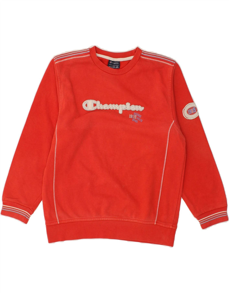 CHAMPION Boys Graphic Sweatshirt Jumper 9-10 Years Medium Red Cotton | Vintage Champion | Thrift | Second-Hand Champion | Used Clothing | Messina Hembry 