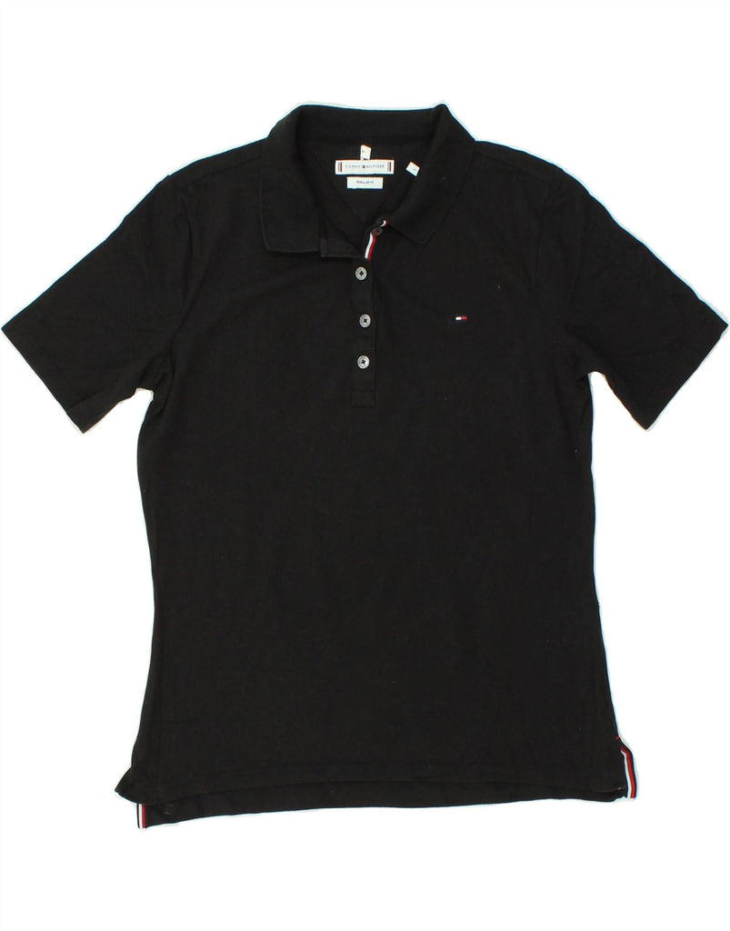 TOMMY HILFIGER Womens Regular Fit Polo Shirt UK 10 Small Black Cotton | Vintage Tommy Hilfiger | Thrift | Second-Hand Tommy Hilfiger | Used Clothing | Messina Hembry 