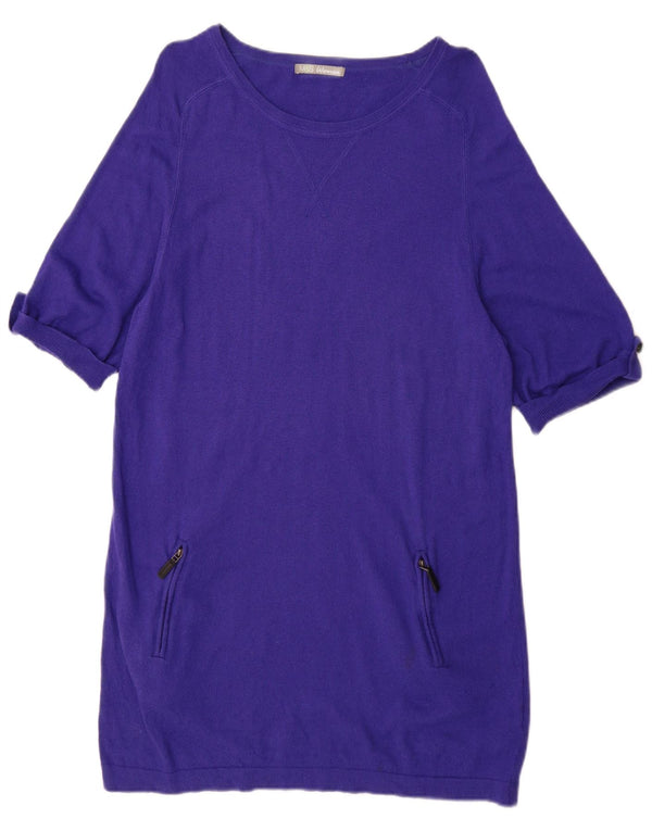 Marks & Spencer Womens Short Sleeves Jumper Dress UK 14 Large Purple