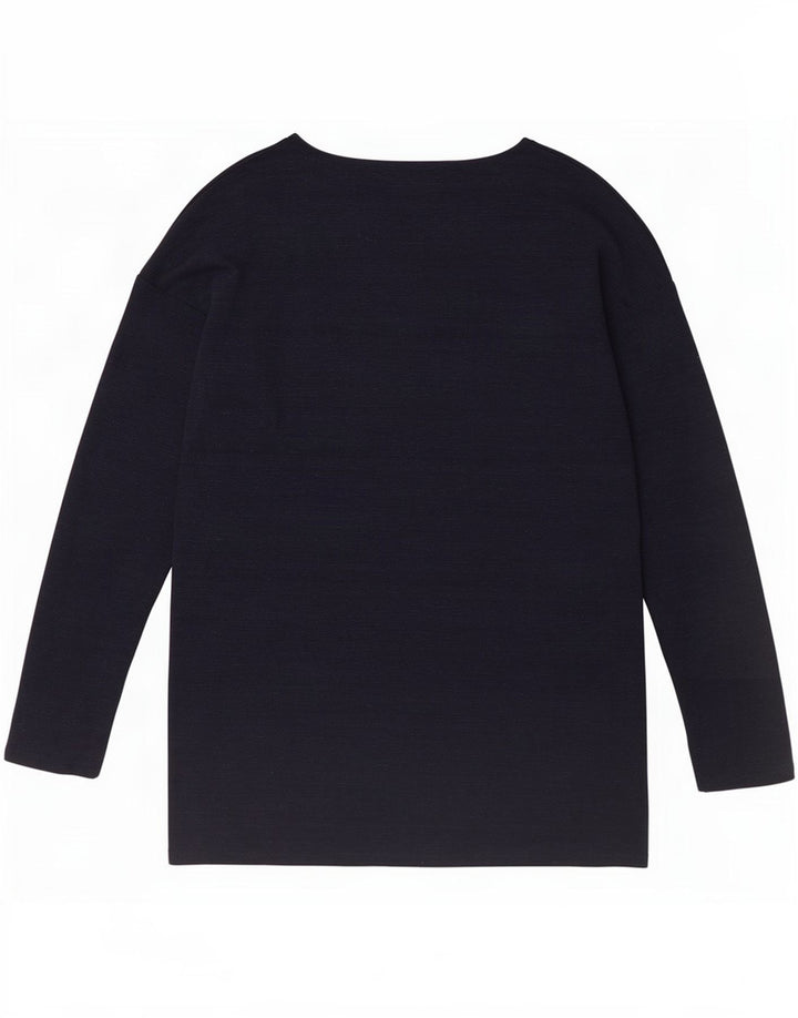 Marks & Spencer Womens Top Long Sleeve UK 14 Large Navy Blue Polyester
