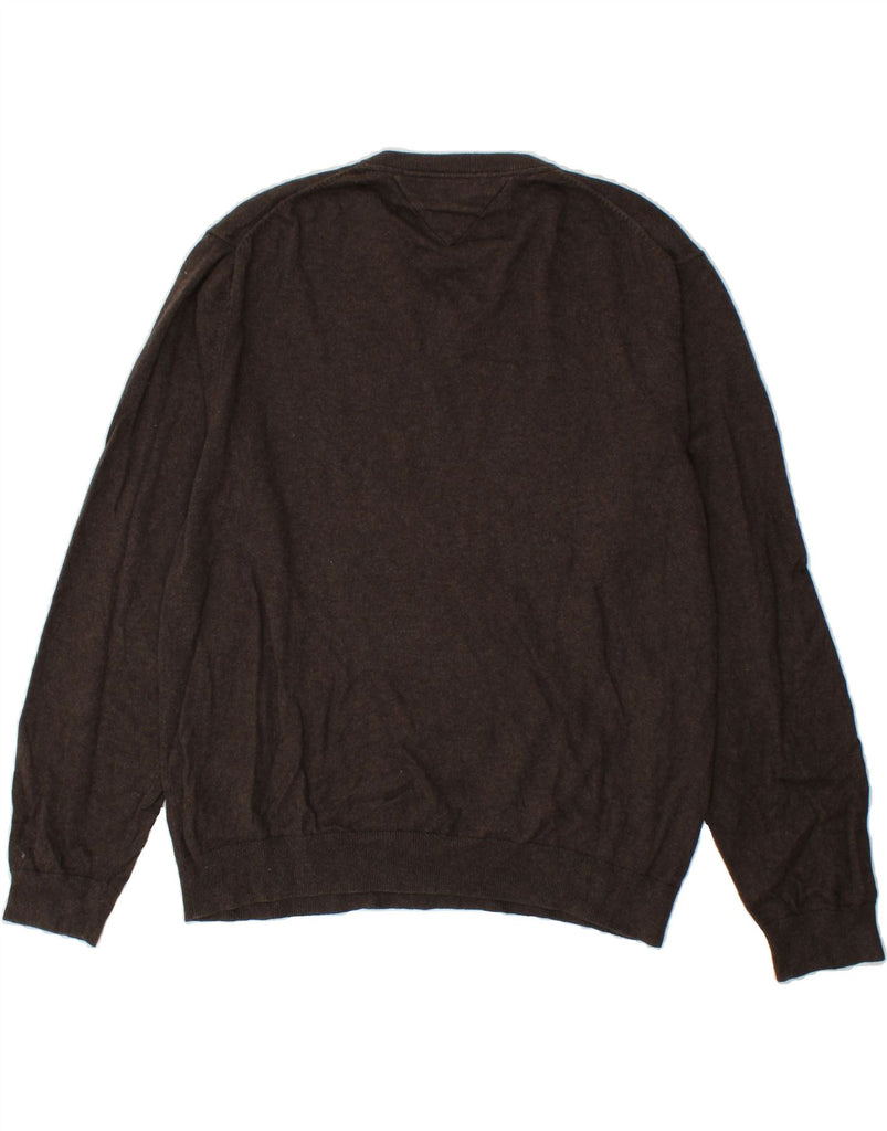 TOMMY HILFIGER Mens V-Neck Jumper Sweater 2XL Brown Cotton | Vintage Tommy Hilfiger | Thrift | Second-Hand Tommy Hilfiger | Used Clothing | Messina Hembry 