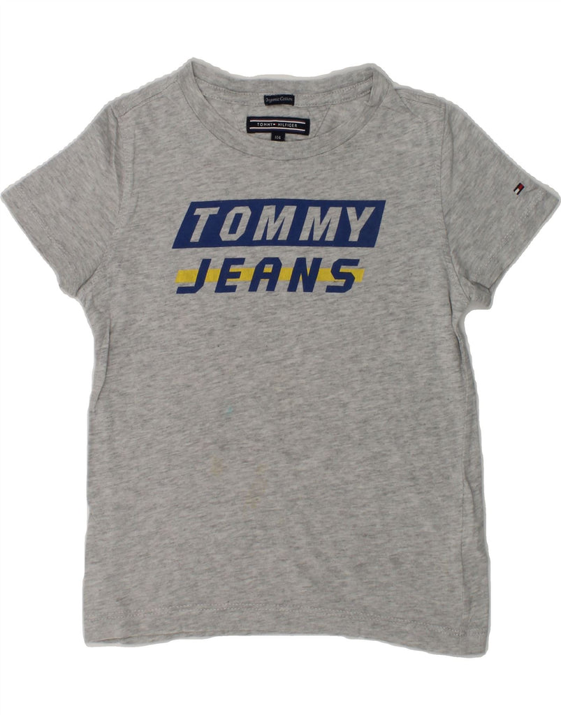 TOMMY HILFIGER Boys Graphic T-Shirt Top 3-4 Years Grey Cotton | Vintage Tommy Hilfiger | Thrift | Second-Hand Tommy Hilfiger | Used Clothing | Messina Hembry 