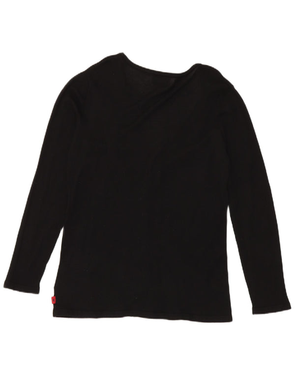 Kappa Womens Cardigan Sweater UK 14 Large Black Wool