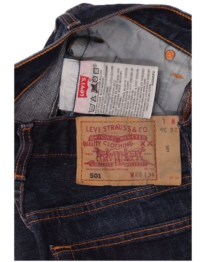 Levi's Mens 501 Straight Jeans W28 L34 Navy Blue Cotton