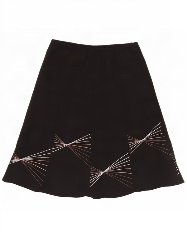 Marks & Spencer Womens Abstract Pattern A-Line Skirt UK 16 Large W40 Black