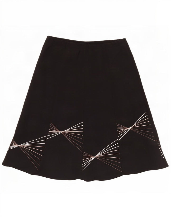 Marks & Spencer Womens Abstract Pattern A-Line Skirt UK 16 Large W40 Black