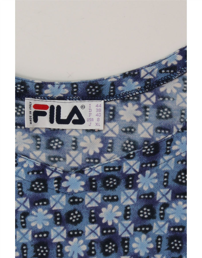 FILA Womens A-Line Dress US 8 Medium Blue Floral Vintage Fila and Second-Hand Fila from Messina Hembry 
