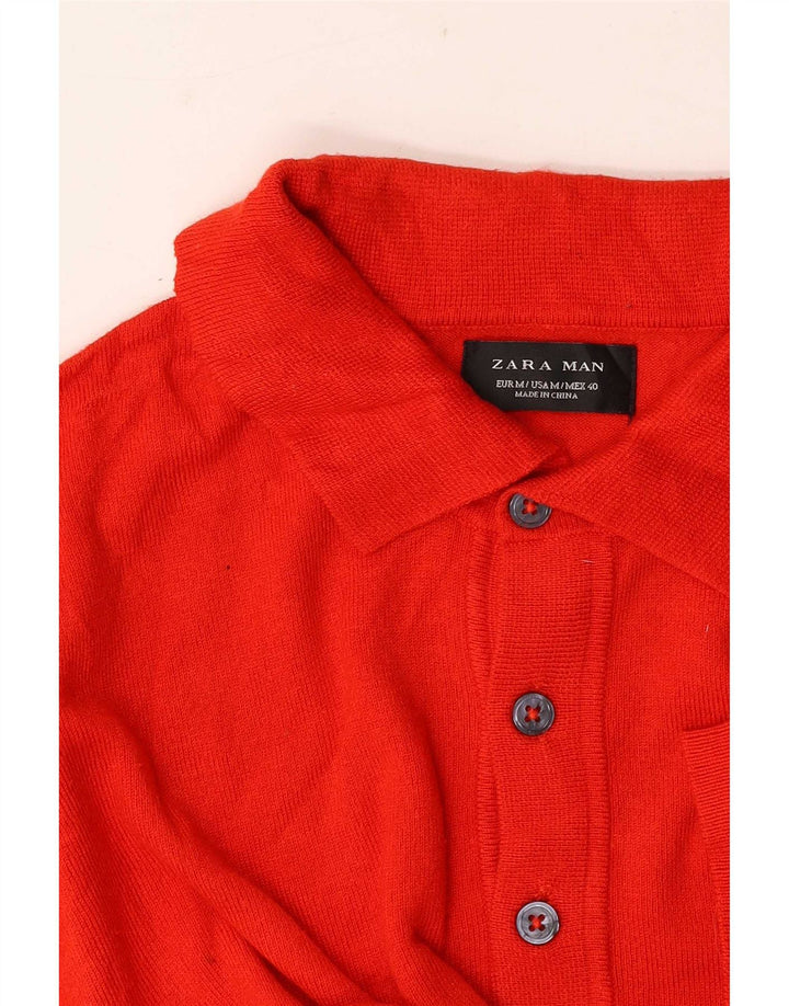 Zara Mens Polo Shirt Medium Red