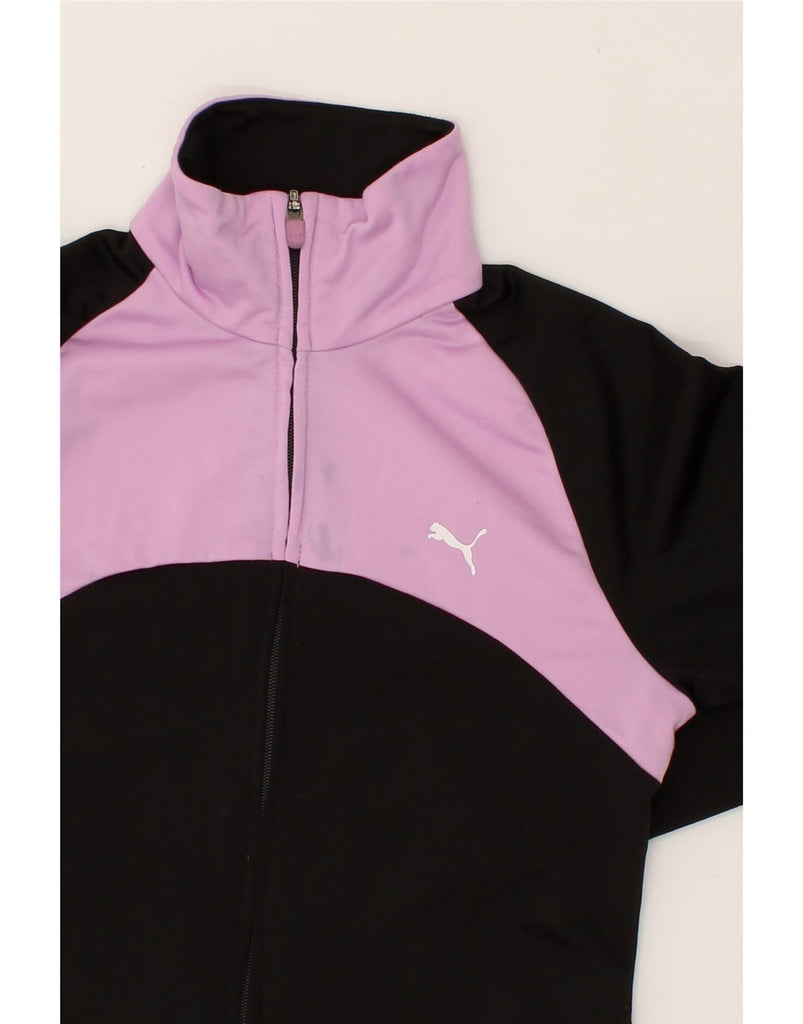 PUMA Girls Graphic Tracksuit Top Jacket 13-14 Years Black Colourblock | Vintage Puma | Thrift | Second-Hand Puma | Used Clothing | Messina Hembry 