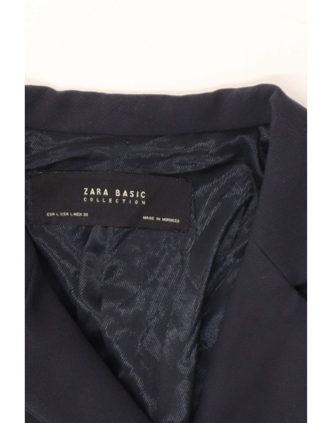 Zara Womens Longline Double Breasted Blazer Jacket UK 14 Large Navy Blue