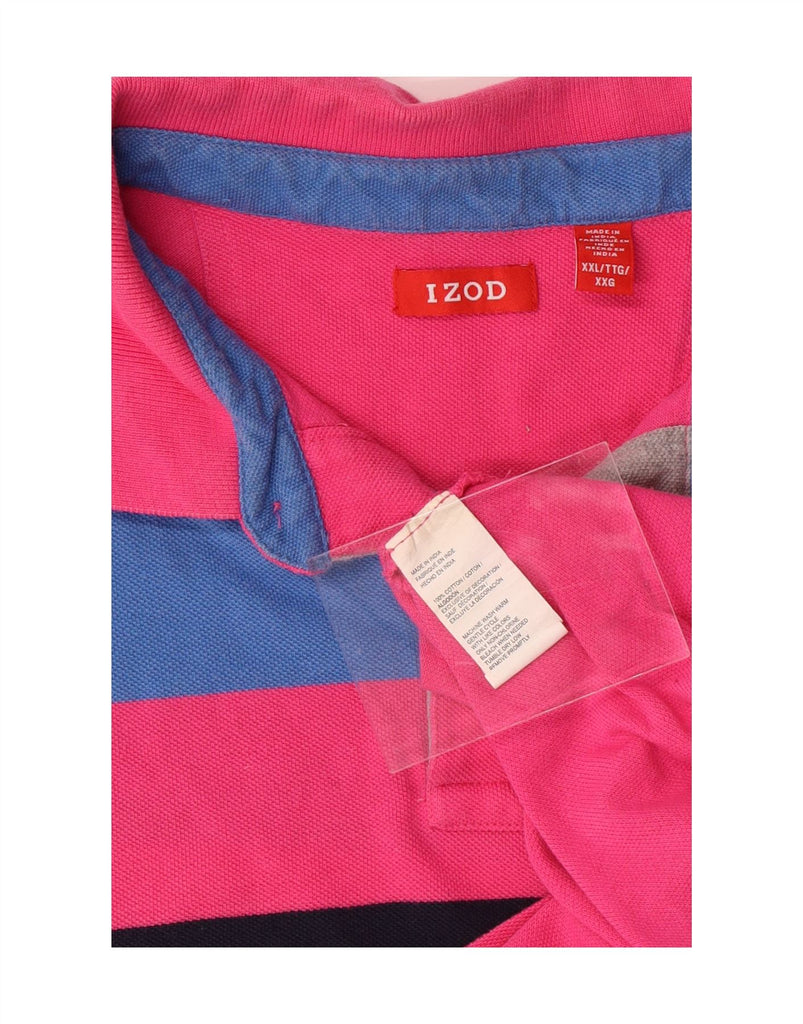 IZOD Mens Polo Shirt 2XL Pink Striped Cotton Vintage Izod and Second-Hand Izod from Messina Hembry 