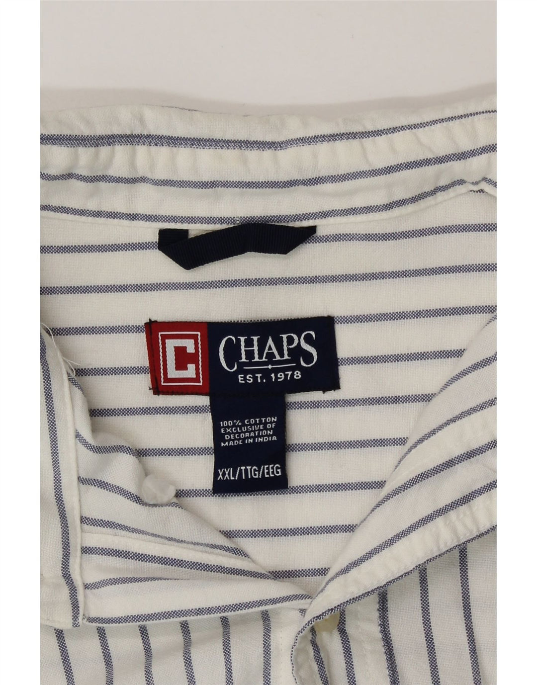 Chaps Mens Shirt 2XL White Pinstripe Cotton