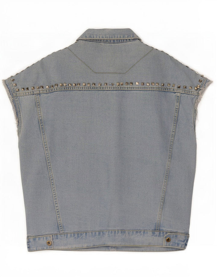 Vintage Womens Short Sleeve Denim Jacket UK 16 Large Blue