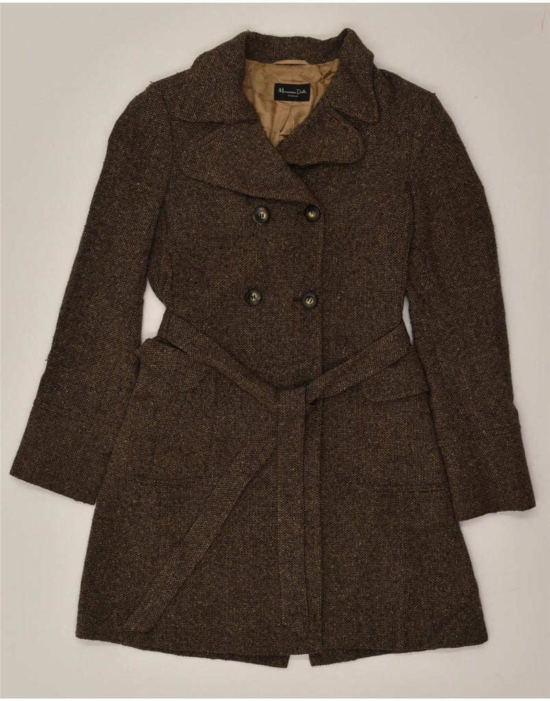 MASSIMO DUTTI Womens Double Breasted Coat UK 12 Medium Brown Vintage Massimo Dutti and Second-Hand Massimo Dutti from Messina Hembry 